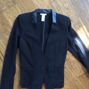Bar III small black blazer with leather trim